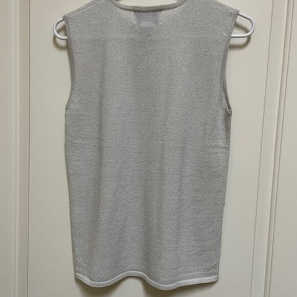 Susan Graver silver metallic/lurex shell/sleeveless top. - Picture 4 of 7